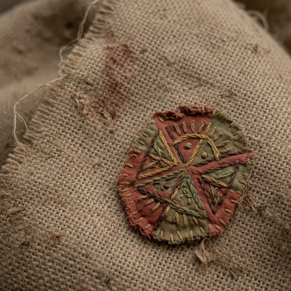 Natural fabric with abstract organic-style mark