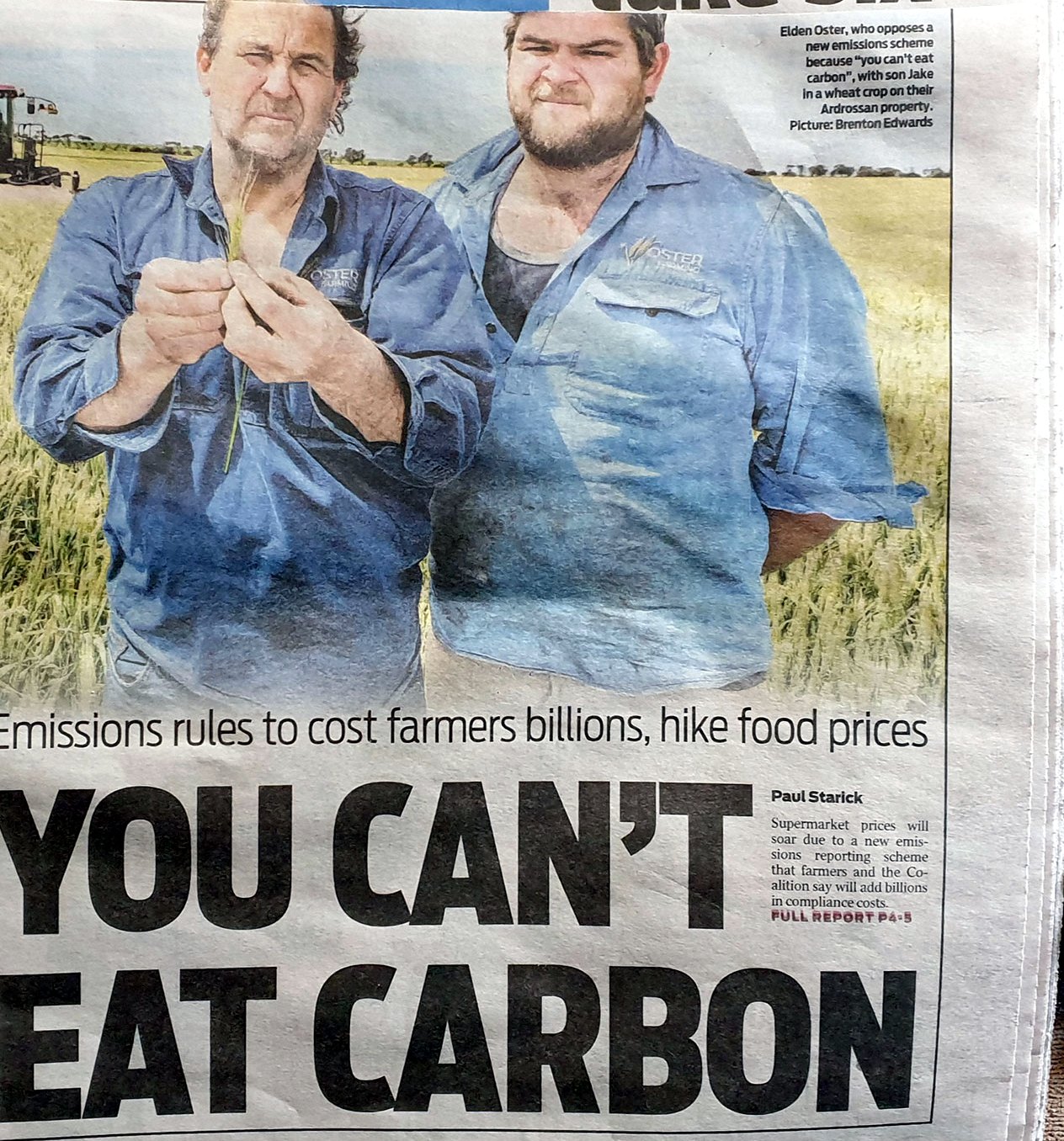 The Advertiser: YOU CAN’T EAT CARBON — Elden and Jake Oster, Yorke Peninsula, 2024